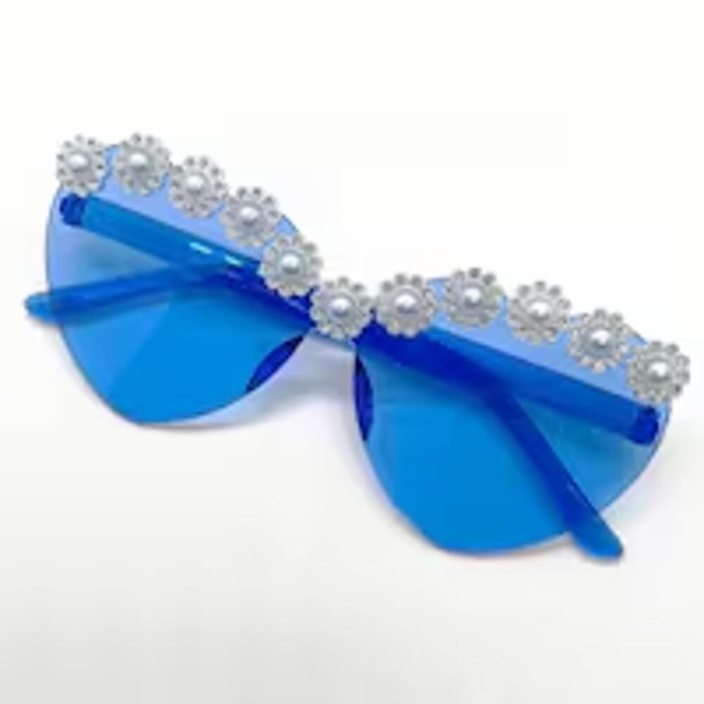Taylor Swift Eras Tour Inspired Blue Rhinestone Bedazzled Bejeweled Sunglasses